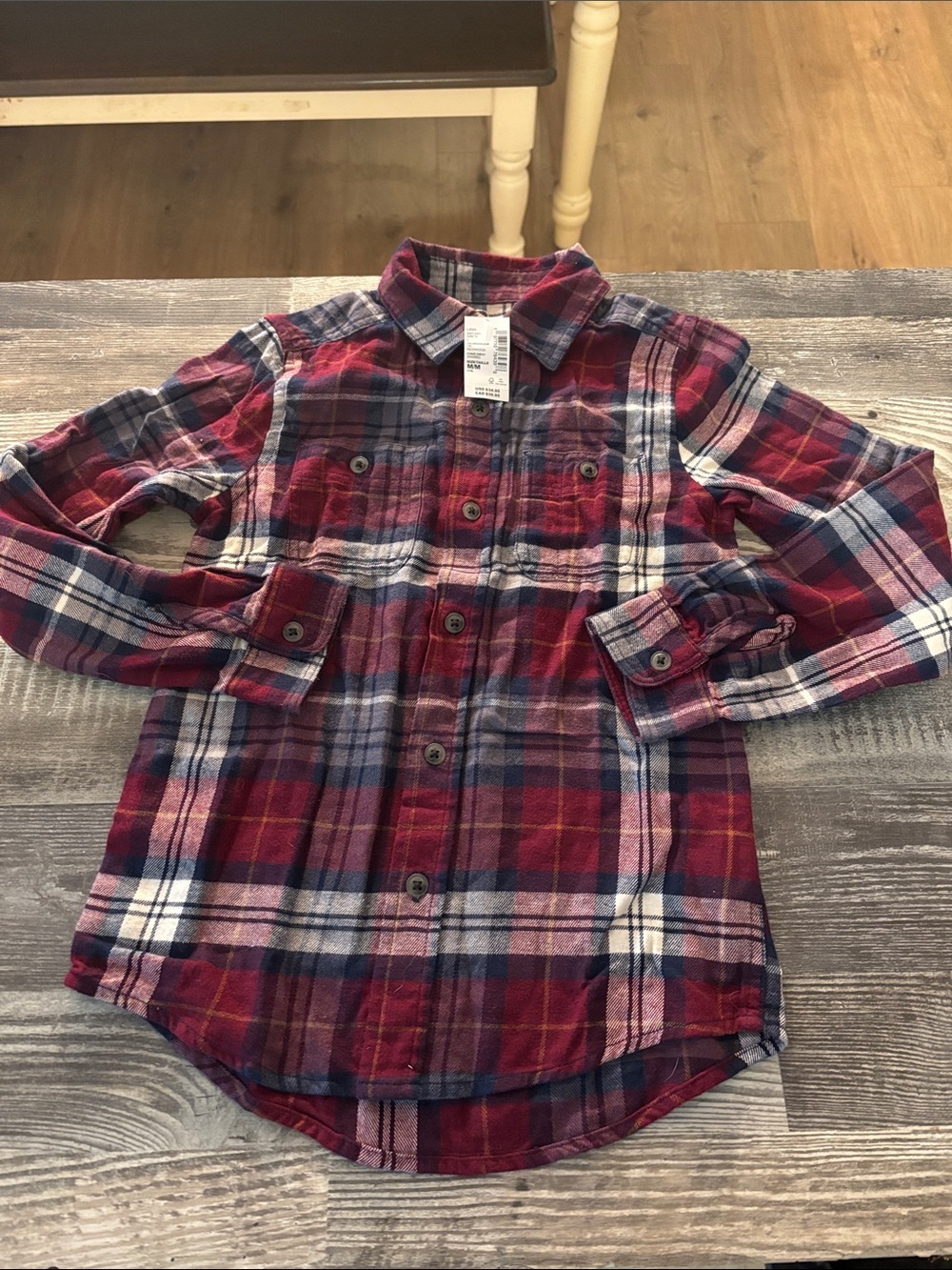 NWT boys Plaid Button-Up Shirt - Red & Navy